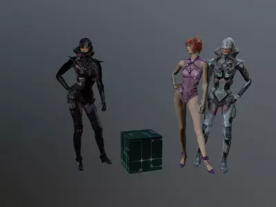 Cyborg Woman Low-poly 3D model