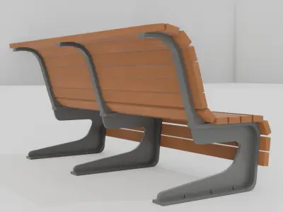 Outdoor Wooden Bench 8 Low-poly 3D model