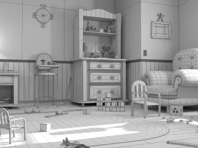 Cartoon Bedroom02 3D model