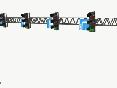 Traffic light with frame support 3D model