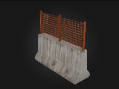 Concrete Barrier with Metal Fence  Urban Protection Reinvented 3D model