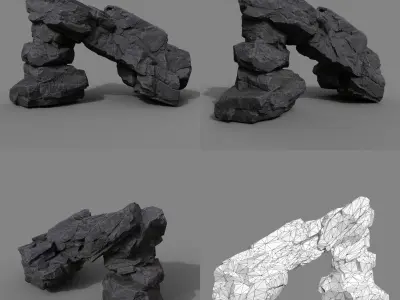Low Poly Black Rock Formation 221219 - Ultra HD 16K Texture Low-poly 3D model