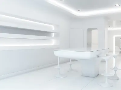 Sci-fi white interior 01 3D model