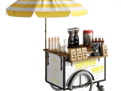 Coffee cart yellow 3D model