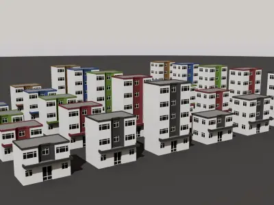 Cartoon Building Low Poly Building B 30 Variant Low-poly 3D model