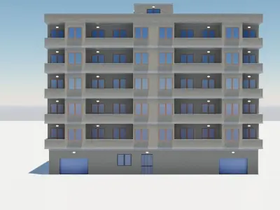 Residential city building  Low-poly 3D model