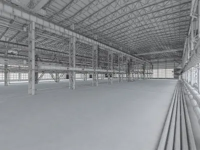 Industrial Building Interior 01 Low-poly 3D model