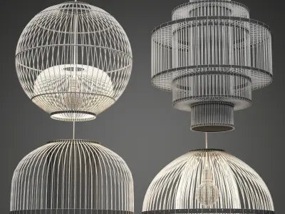 Rattan Lighting Set 6 3D model