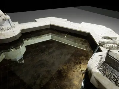 EB - Fishes fountain Low-poly 3D model