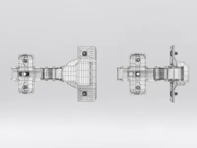 Cabinet hinge with mounting plate and screws 3D model
