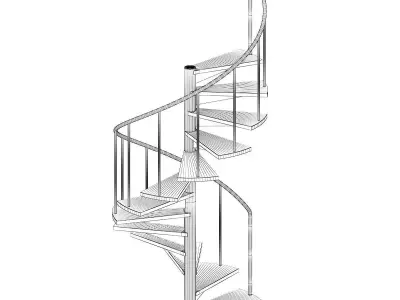 Wooden Spiral Stairs 2 3D model