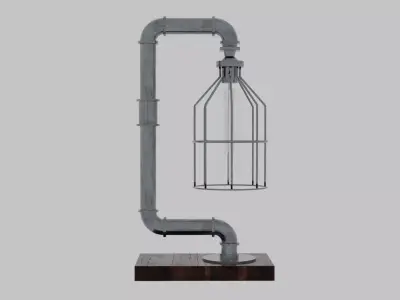 Industrial Pipe Fitting Lamp with Edison Style Bulb 3D model