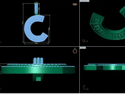 Alphabet Latter C Diamond Pendent 3D print model