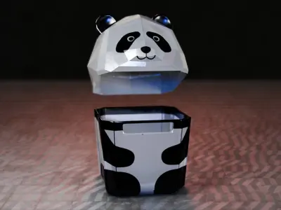 Panda Trash Can Low poly 3D model