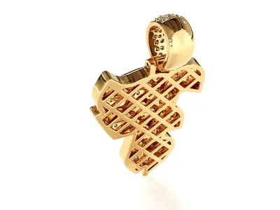 Tattoo fonts F alphabet pendent 3D print model