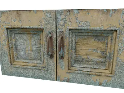 Old wooden door   Low-poly 3D model