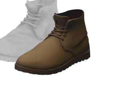 Cartoon High Poly Subdivision Grey Boots Low-poly 3D model