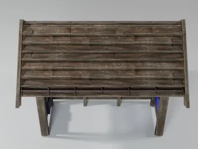 Wooden bus stop Low-poly 3D model