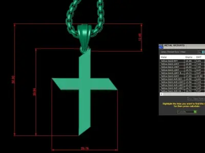High Cross Pendant Light Gold 18K 3CP083 3D model