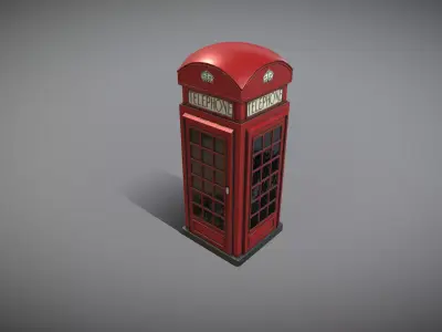 Red Telephone Box Low-poly 3D model