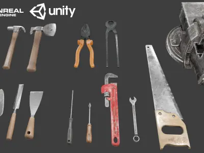 tools with render scene Low-poly 3D model