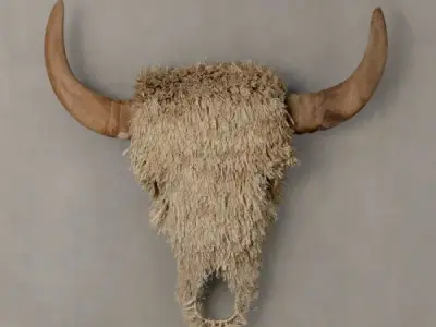 Bison head wall art and light 3D model