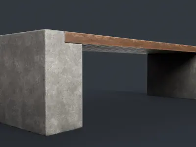 Modern Outdoor Bench 24 PBR Game Ready Low-poly 3D model