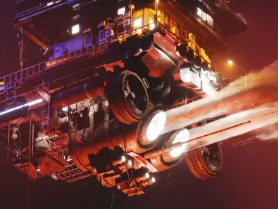 Cyberpunk Flying Apartment 3D model