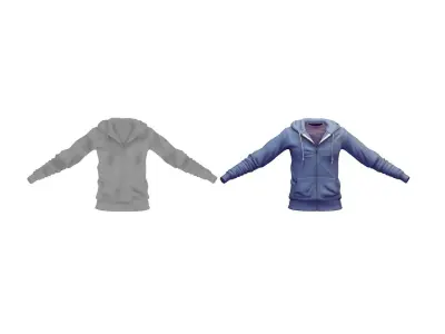 Cartoon High Poly Subdivision Blue Hoodie 3D Model Low-poly 3D model