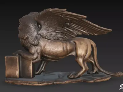 Lion Statue V46 Low-poly 3D model
