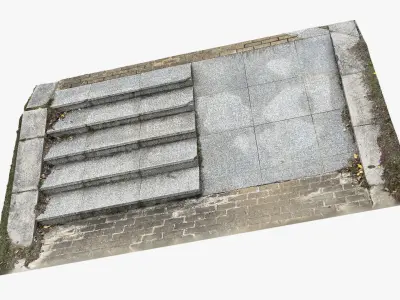 Steps with leaves in the park 3d scan 3D model