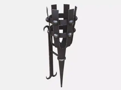 Medieval Torch Low-poly 3D model 12