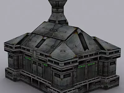 Sci-Fi Buildings collection Low-poly 3D model