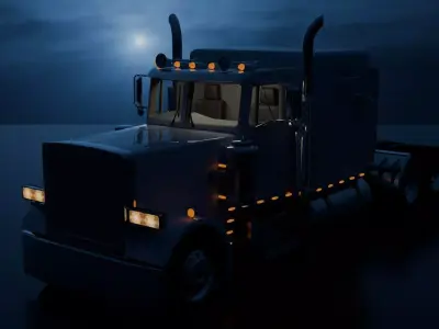 Realistic American Semi Truck with Tanker Trailer Low-poly 3D model