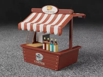 The Street Coffee Shop Low-poly 3D model