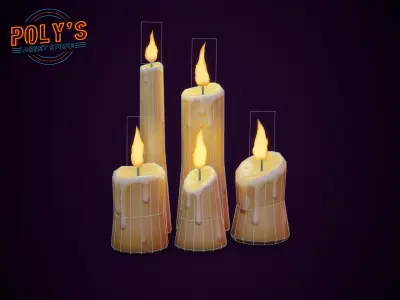 Candle Pack - Stylized Low Poly Low-poly 3D model