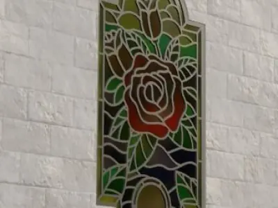Stain Glass Rose Flower 3D model