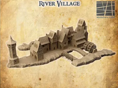 River Village Tabletop Terrain 28 mm 3D print model