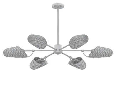 LORAINE modern chandelier with brass and glass shades 3D model