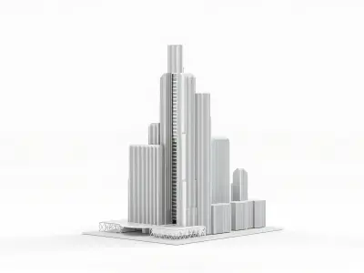 Futuristic Skyscraper Architectural Model Low-poly 3D model