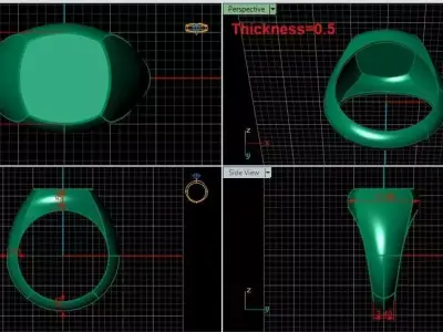 cushion square Signet Ring Base 10 MM top in All sizes 276-MWC 3D print model