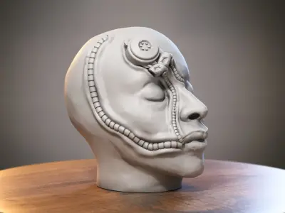 Robot Skull Headphone Stand Cyborg Headset Stand 3D print model