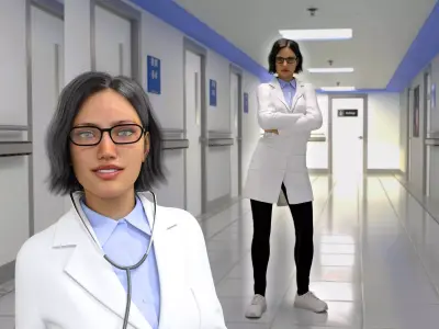 Female Doctor Rigged  Low-poly 3D model