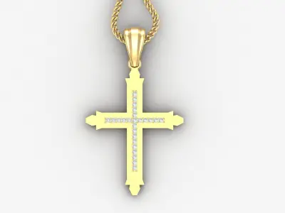 High Cross Pendant Light Gold 18K 4CP017 3D print model