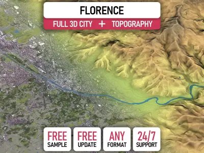 Florence - Firenze - 3D City Topography Terrain 3D Model Pack