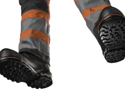  Construction Uniform with Reflective Elements and Helmet Orange 