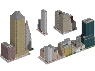 City Downtown Skyscraper Low-poly 3D model