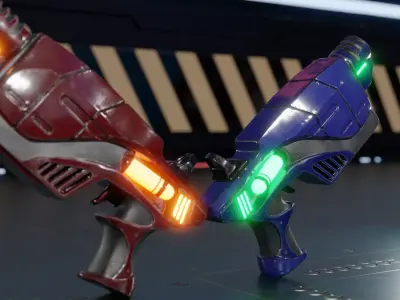 SCI-FI Futuristic Guns Pistols TEXTURED GAME READY 3D Low-poly 3D model