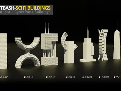 50 Kitbash Sci Fi Buildings kit 2 3D model
