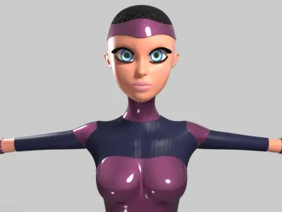Scifi girl lowpoly character  Low-poly 3D model